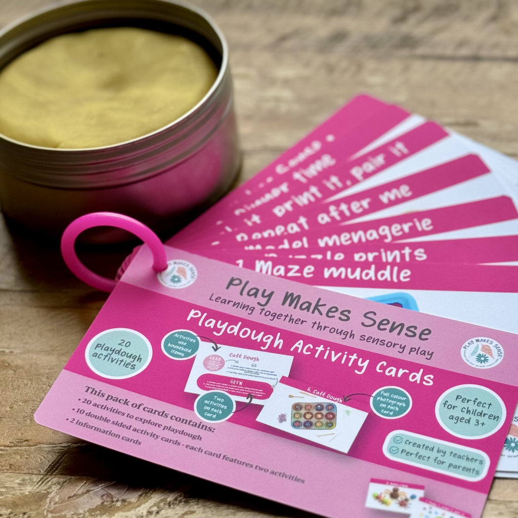 Playdough Activity Cards with pot of playdough