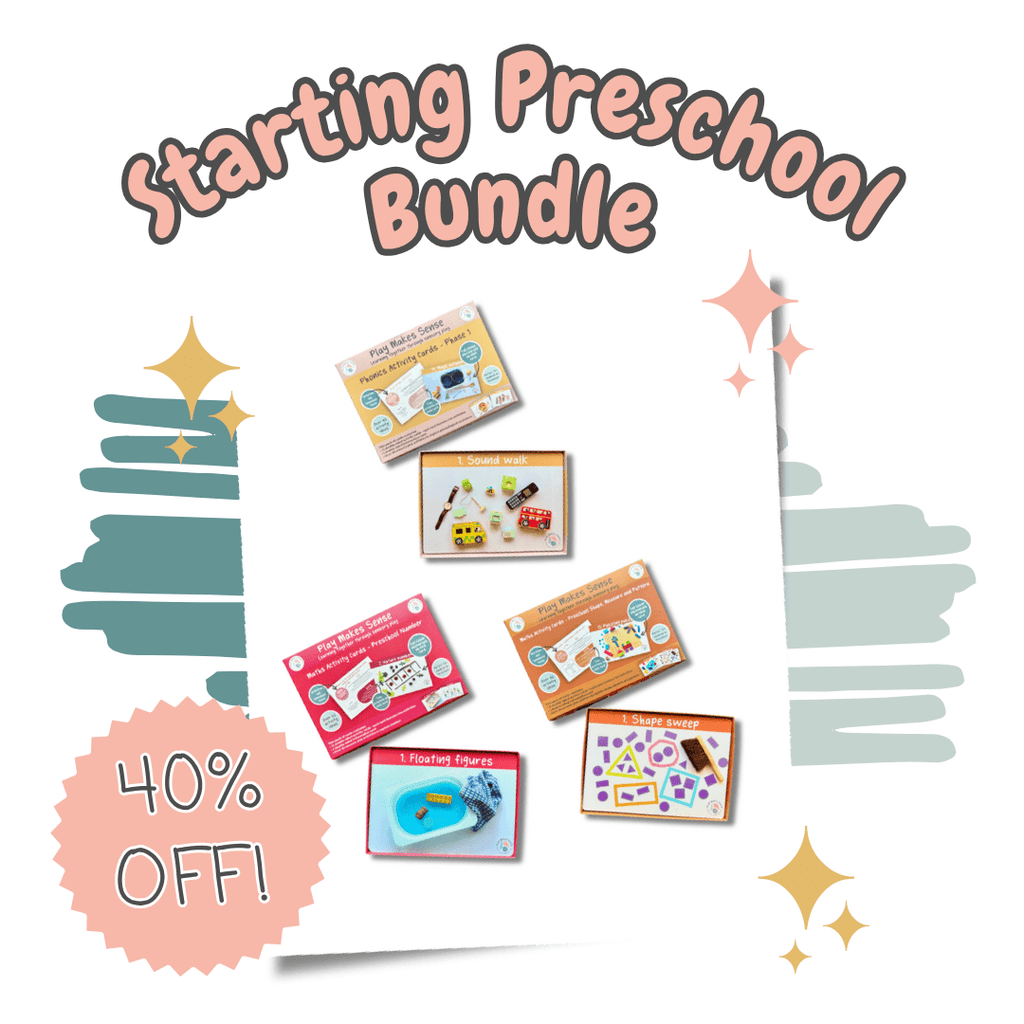 Starting Preschool Bundle with educational toys and materials on a white background