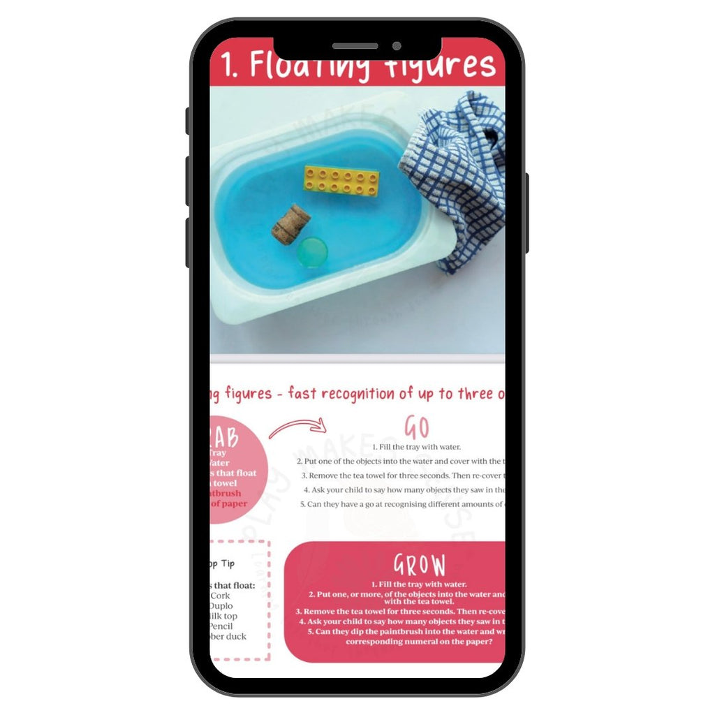 Play Makes Sense Maths Activity Cards displayed as a digital download on a phone