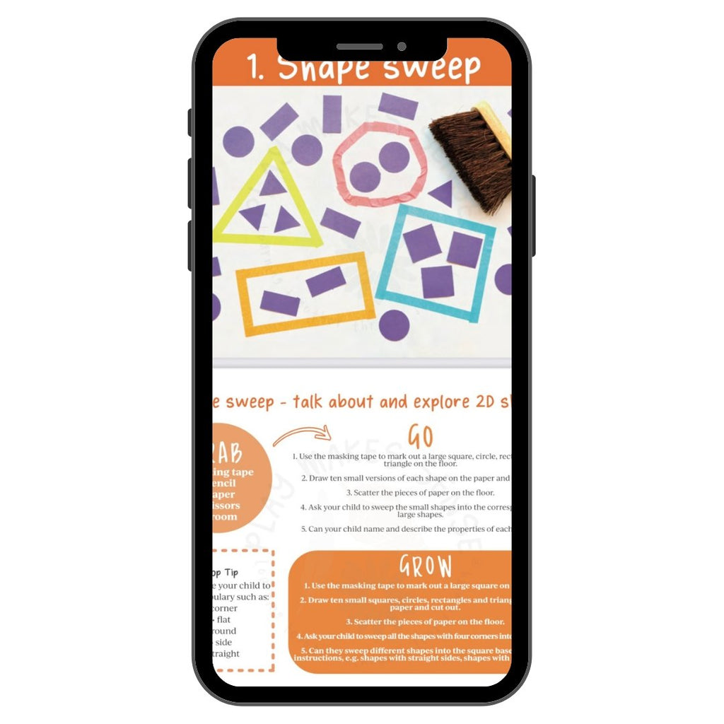 Play Makes Sense Maths Activity Cards displayed as a digital download on a phone