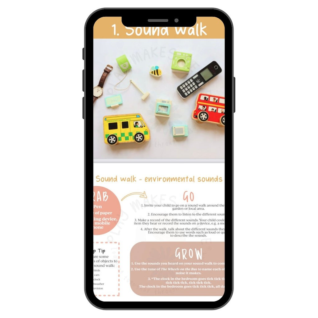 Play Makes Sense Phonics Activity Cards displayed as a digital download on a phone
