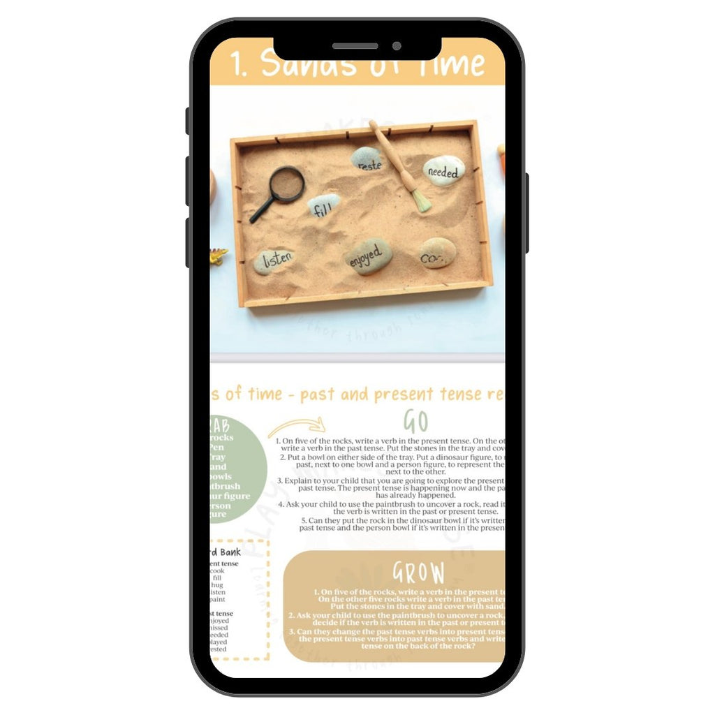 Play Makes Sense Phonics Activity Cards displayed as a digital download on a phone